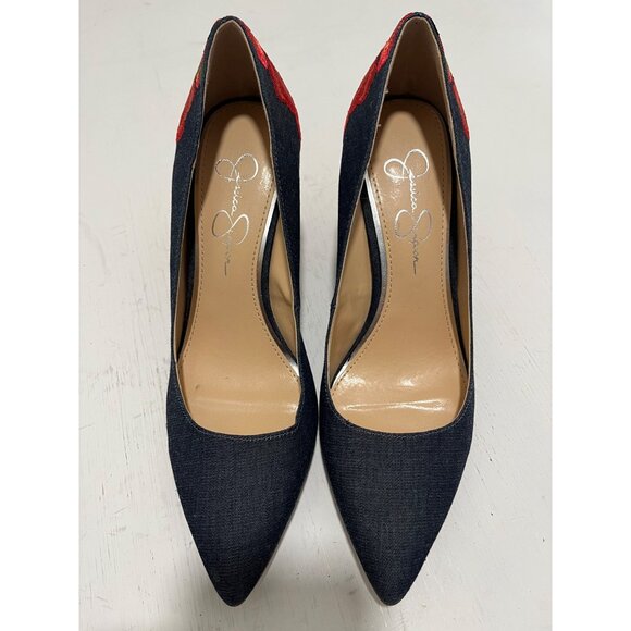 Jessica Simpson‎ Womens Embroidered Denim Block Heels Size 7.5 - Picture 2 of 11